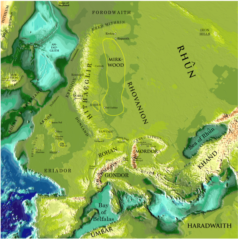 Map Of Middle Earth Lord Of The Rings. like a map of Middle Earth