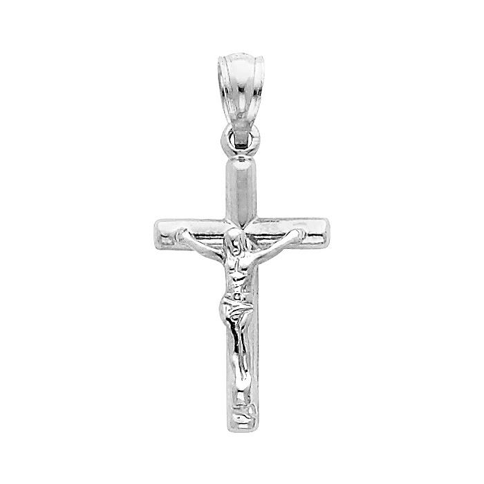 Details about 14K White Gold Jesus Cross Religious Charm Pendant