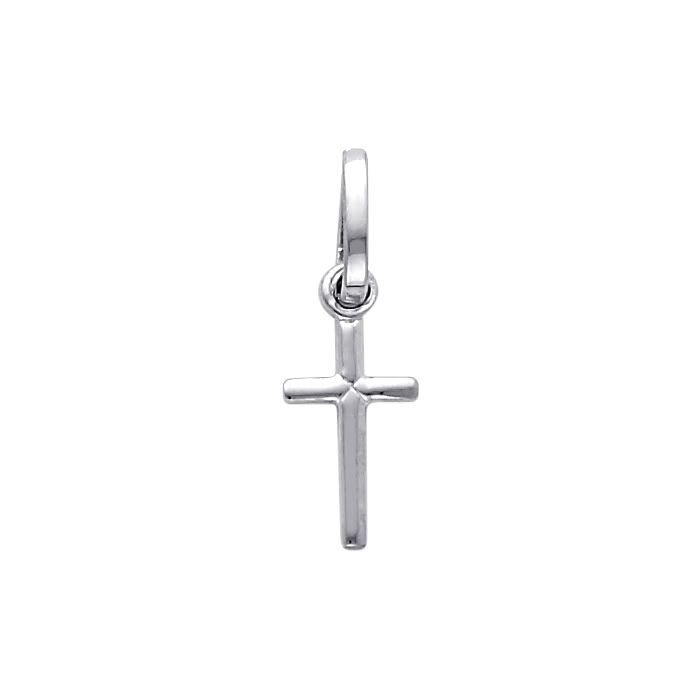 Details about 14K White Gold Tiny Religious Cross Charm Pendant
