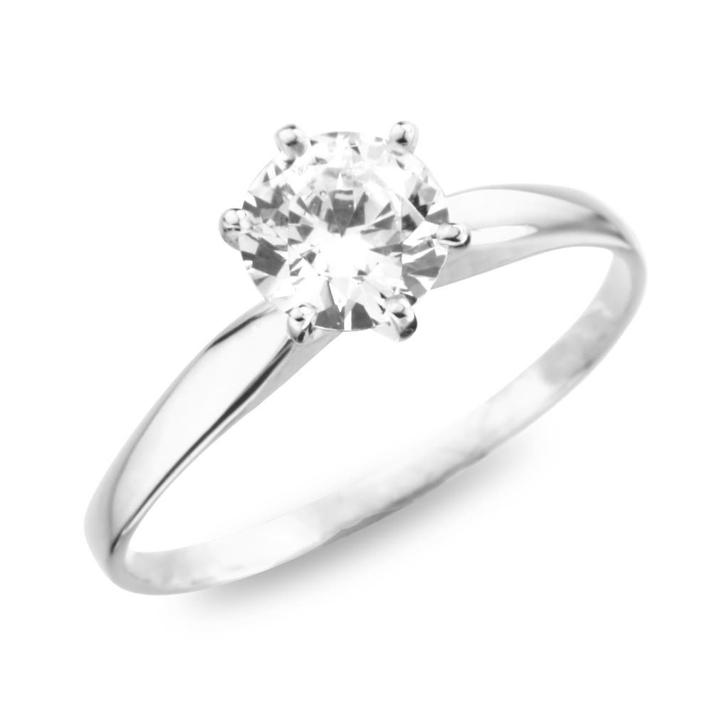Details about 14k White Gold Round CZ Engagement Solitaire Ring