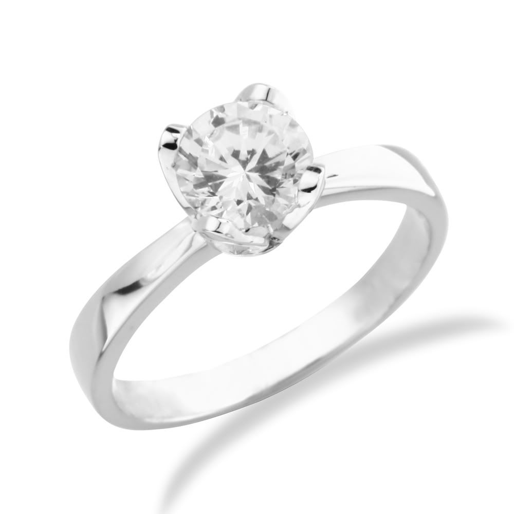 Details about 14k White Gold Round CZ Engagement Solitaire Ring