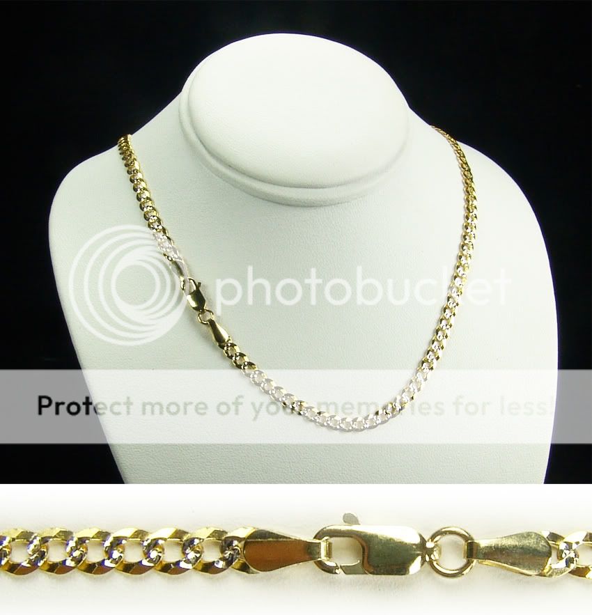 14k Two Tone Yellow Gold Curb Cuban Chain 3 1mm 18