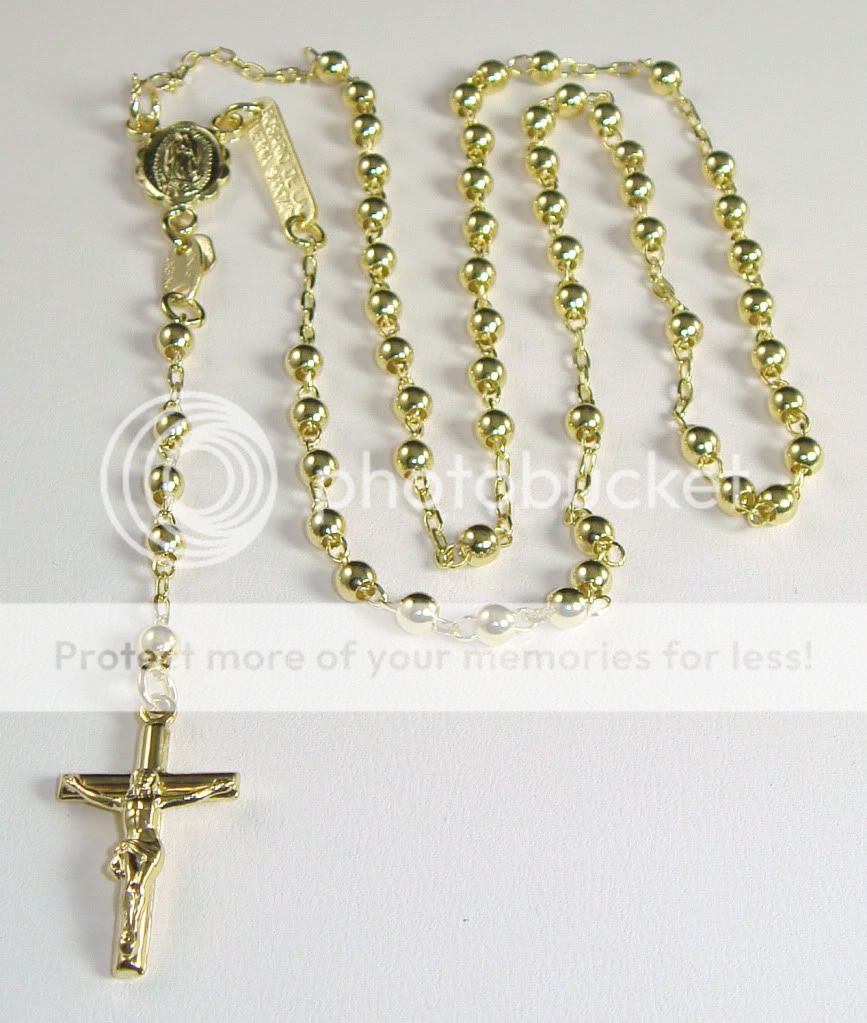 14k Solid Yellow Gold Rosary Chain Necklace 3mm 17 8g