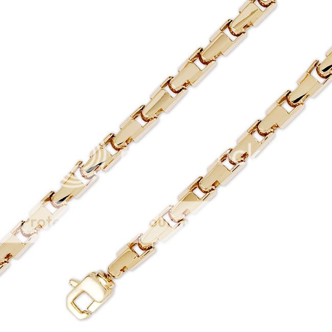14K Yellow Gold HipHop Bullet Chain Necklace 6.5mm 26  