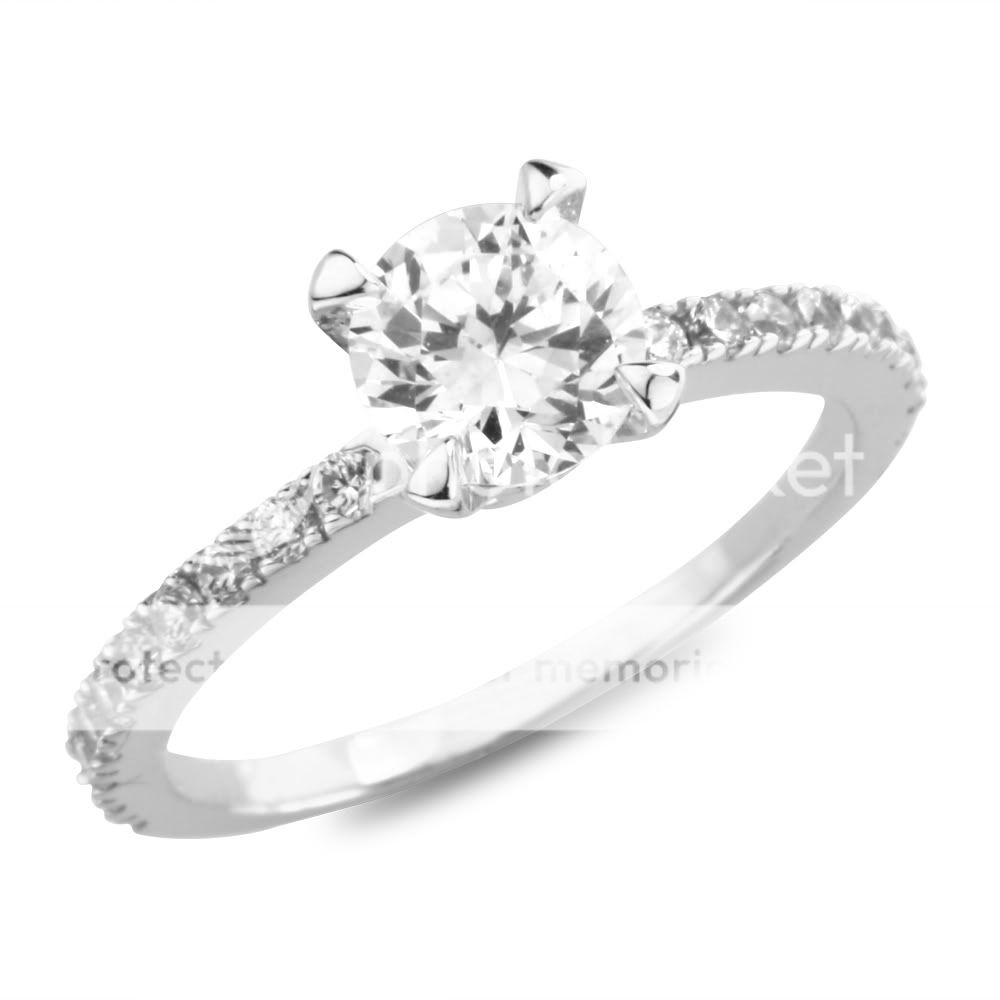 14k White Gold Round CZ Engagement Solitaire Ring  