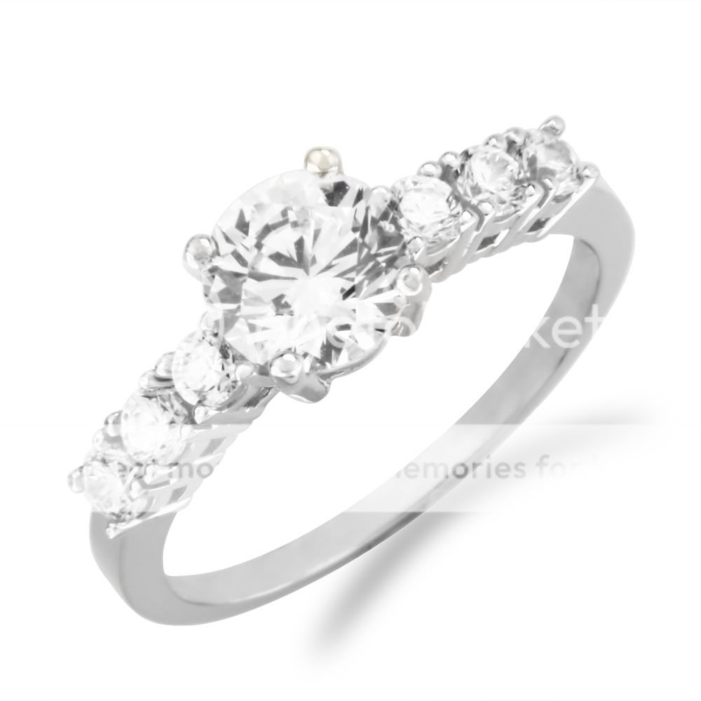 14k White Gold Round CZ Engagement Solitaire Ring  