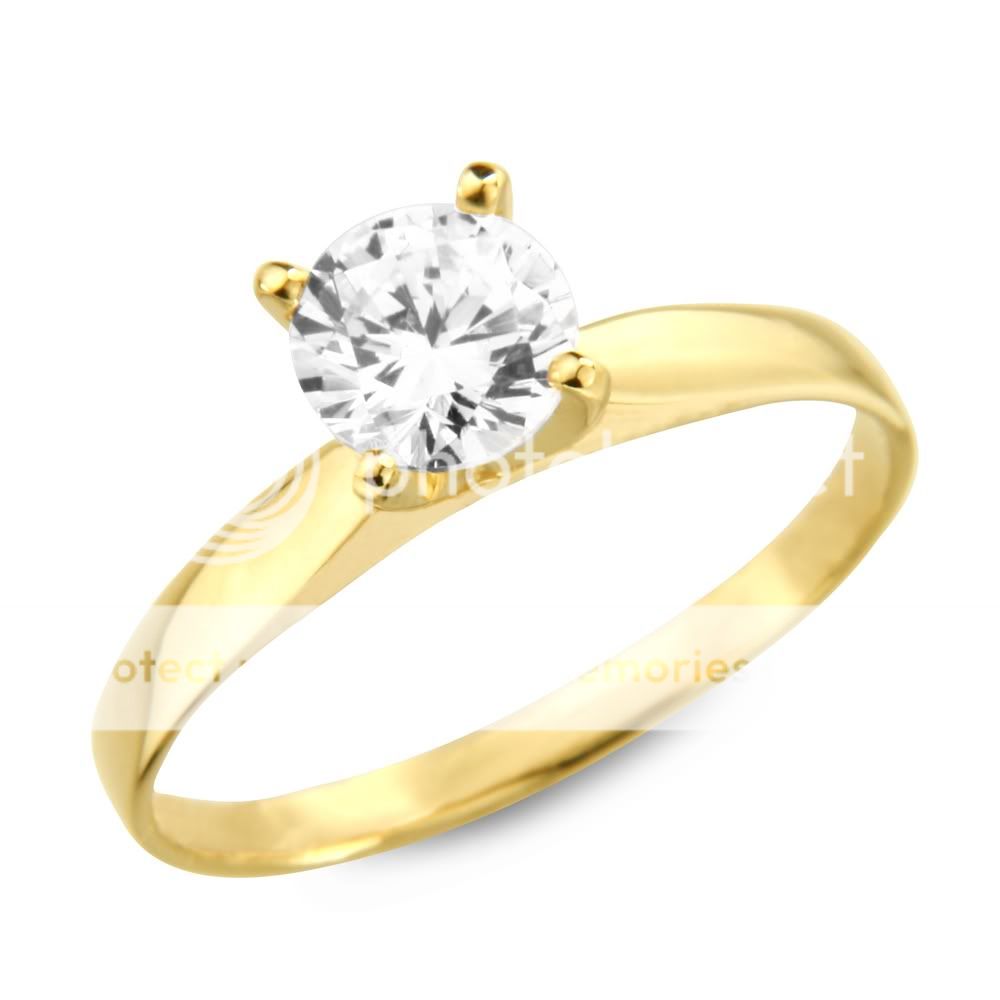  guaranteed 14k yellow gold round cz engagement solitaire ring