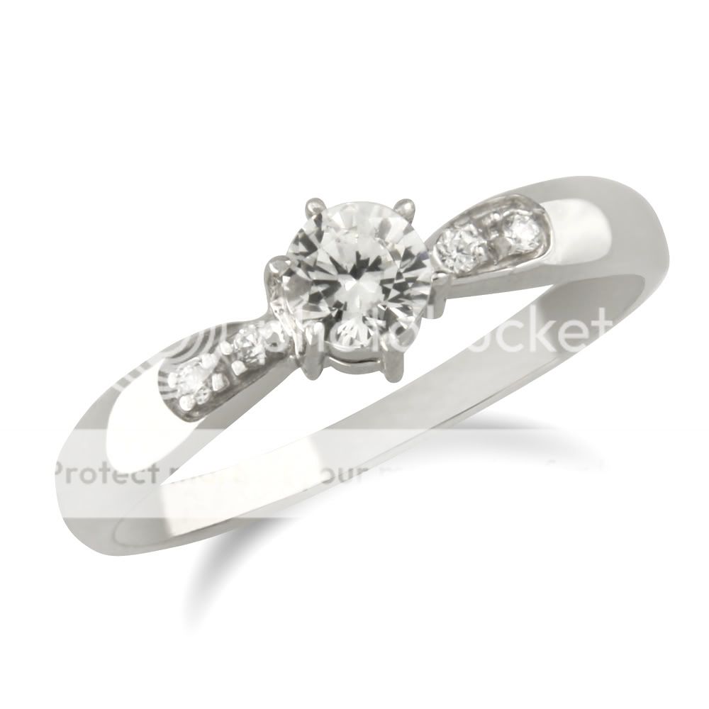 14k White Gold Round CZ Engagement Solitaire Ring  