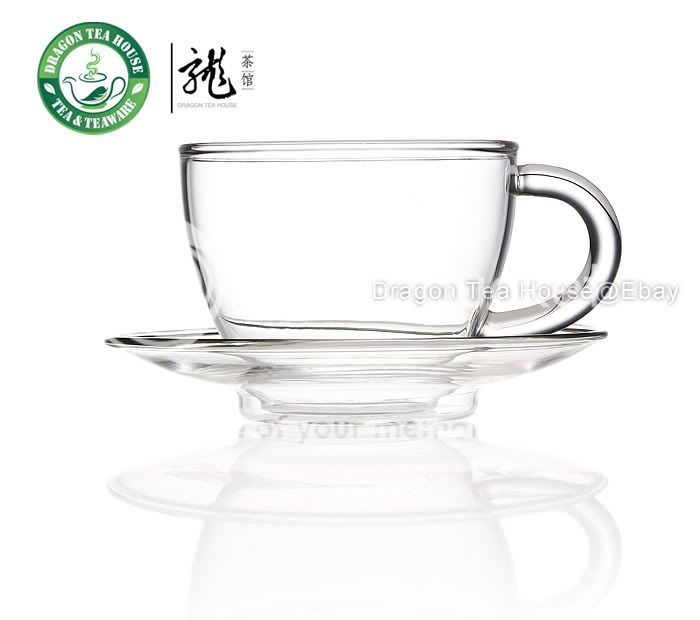 Clear Glass Teacups with Saucer 50ml 1.69 oz FH 336P  